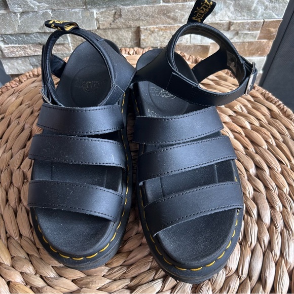 Dr Martens Blaire Platform Black Leather Sandals UK 6.5 EUR 40 Lightweight Punk - Picture 6 of 8